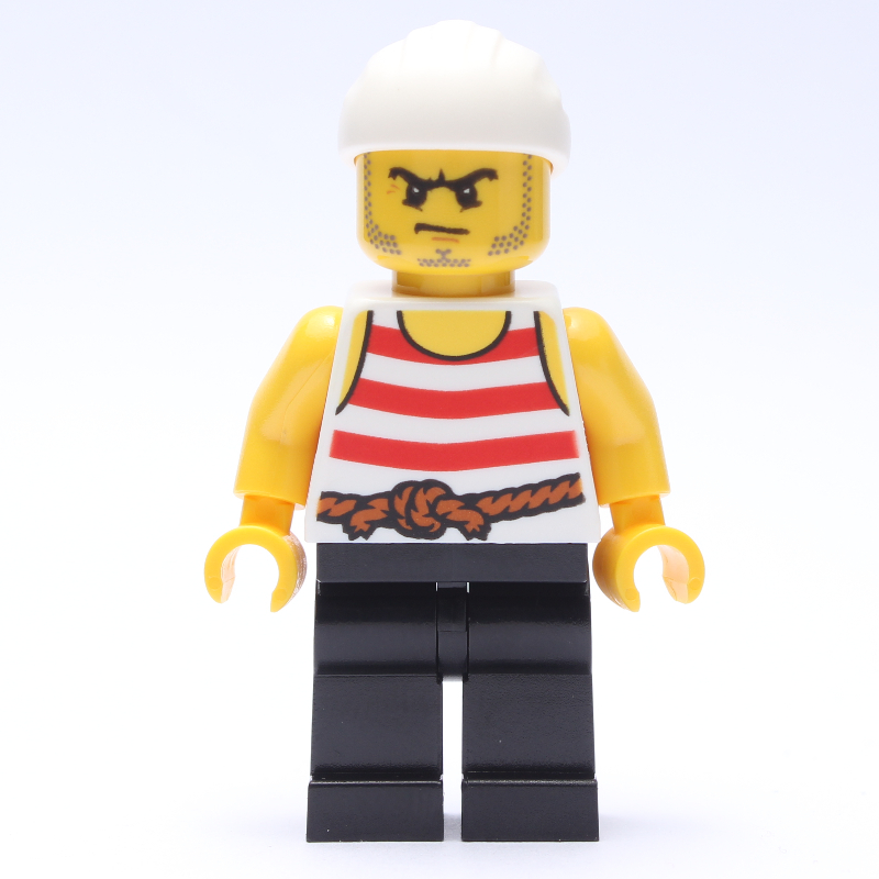Pirate - rayures rouges, jambes noires, bandana blanc (Pirate - Red Stripes, Black Legs, White Bandana)