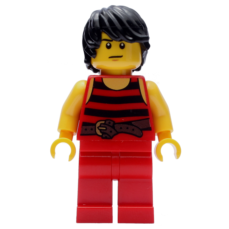 Pirate - rayures rouges, jambes rouges, pattes d'oie brunes (Pirate - Red Stripes, Red Legs, Brown Crow's Feet)