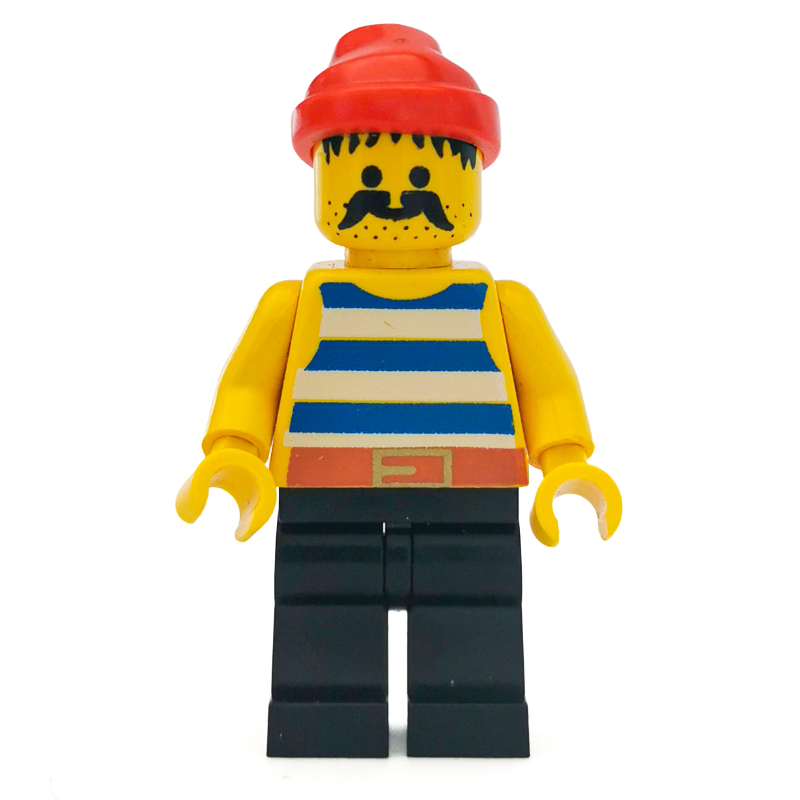 Pirate - rayures bleues, jambes noires, bandana rouge (Pirate - Blue Stripes, Black Legs, Red Bandana)