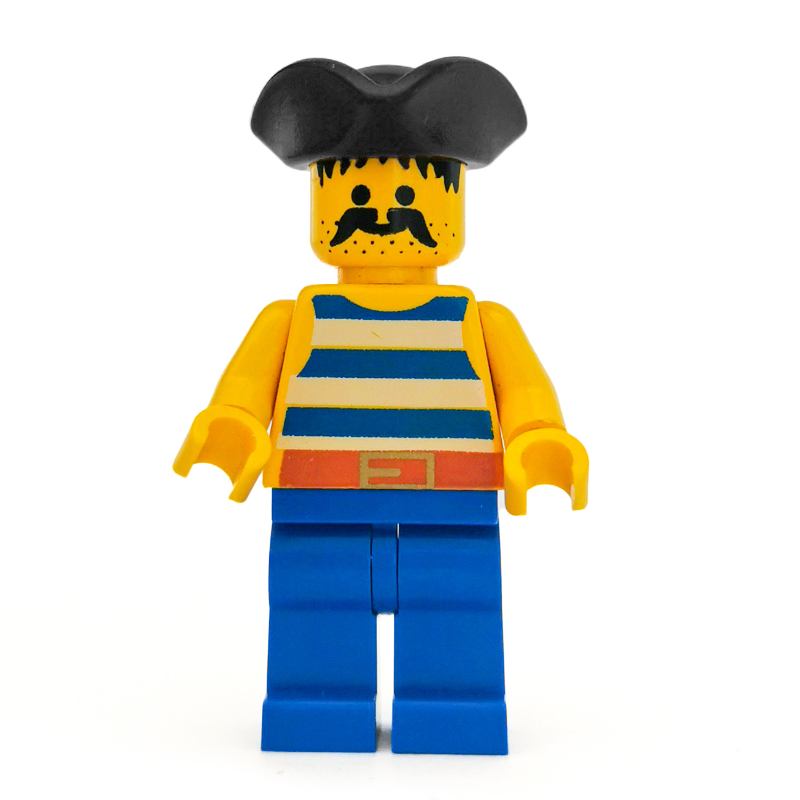 Pirate - rayures bleues, jambes bleues, tricorne noir (Pirate - Blue Stripes, Blue Legs, Black Tricorne)