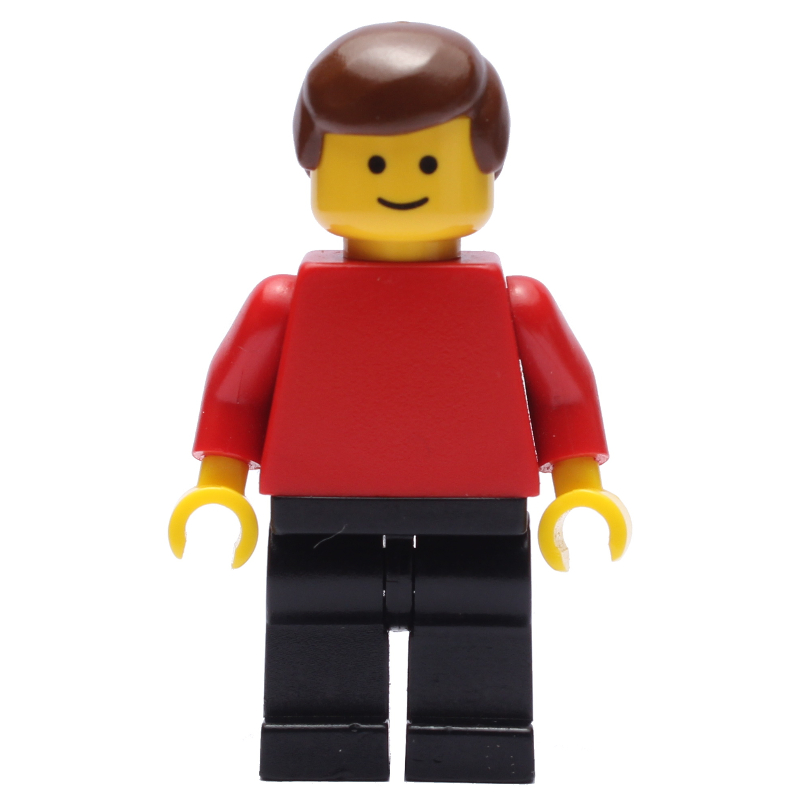 Homme - torse rouge, jambes noires cheveux bruns (Man - Red Torso, Black Legs Brown Hair)