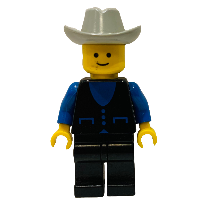 Homme - veste noire, jambes noires, chapeau de cowboy gris clair (Man - Black Jacket, Black Legs, Light Gray Cowboy Hat)