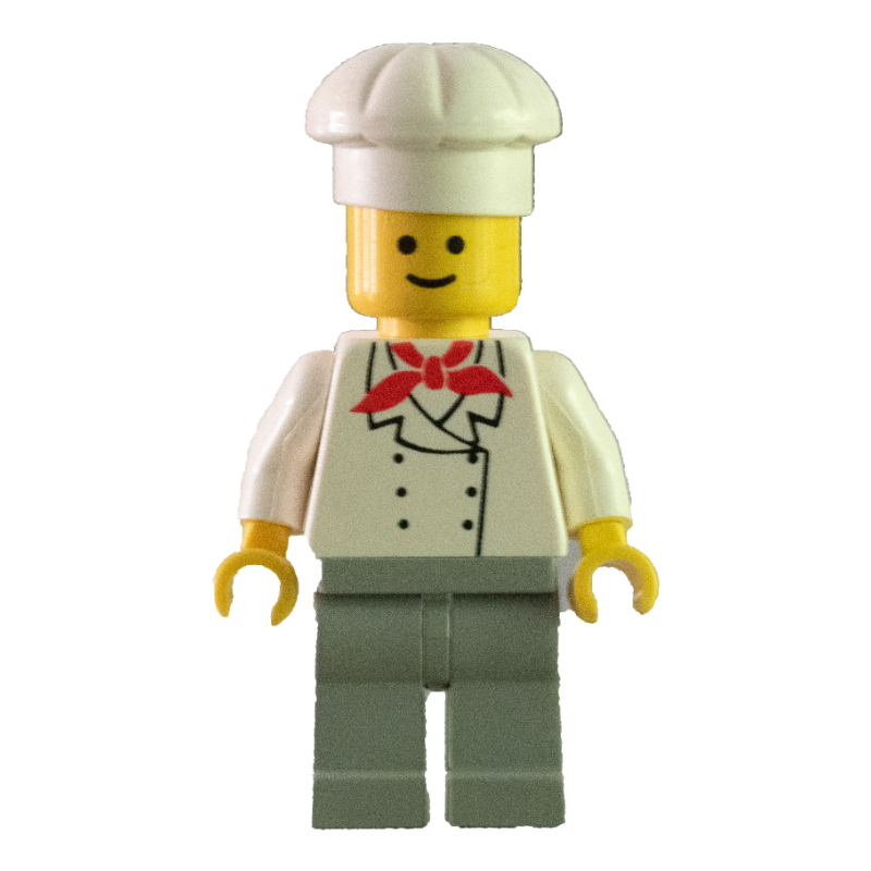Cuisinier — torse blanc, jambes gris clair (3626b tête) (Chef - White Torso, Light Gray Legs (3626b Head))