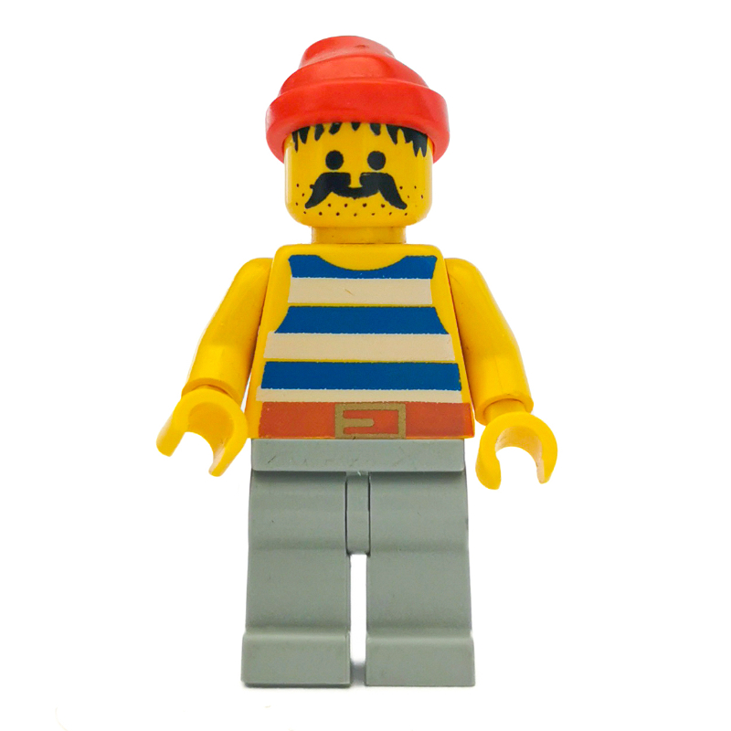 Pirate - rayures bleues, jambes gris clair, bandana rouge, 3626a (Pirate - Blue Stripes, Light Gray Legs, Red Bandana, 3626a)