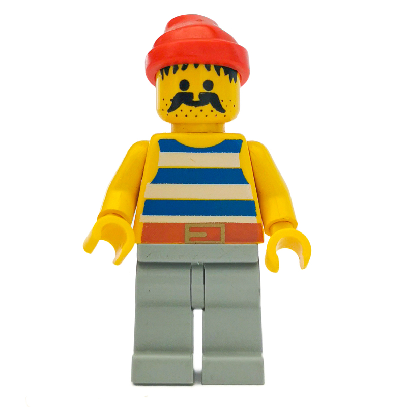 Pirate - rayures bleues, jambes gris clair, bandana rouge, 3626b (Pirate - Blue Stripes, Light Gray Legs, Red Bandana, 3626b)