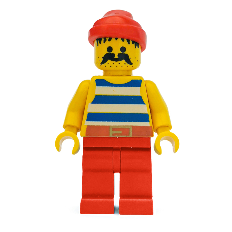 Pirate - rayures bleues, jambes rouges, bandana rouge (Pirate - Blue Stripes, Red Legs, Red Bandana)