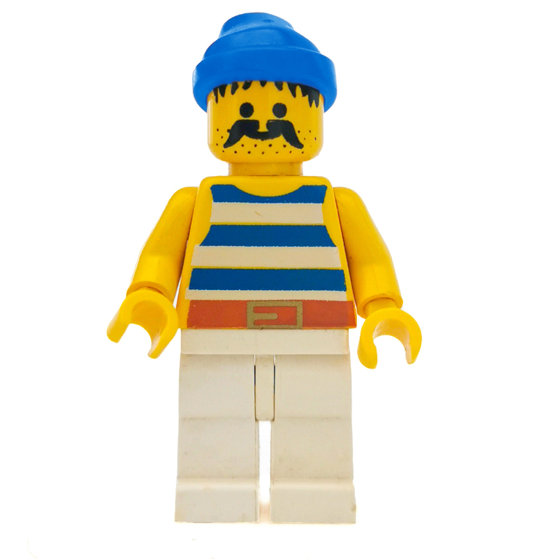 Pirate - rayures bleues, jambes blanches, bandana bleu (Pirate - Blue Stripes, White Legs, Blue Bandana)