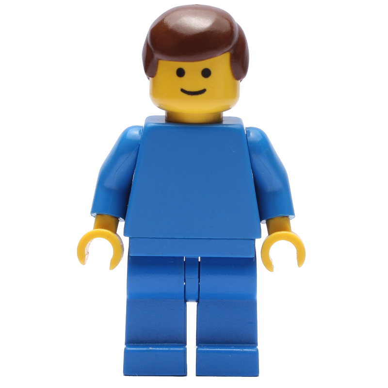 Homme - torse bleu, jambes bleues, cheveux bruns (Man - Blue Torso, Blue Legs, Brown Hair)