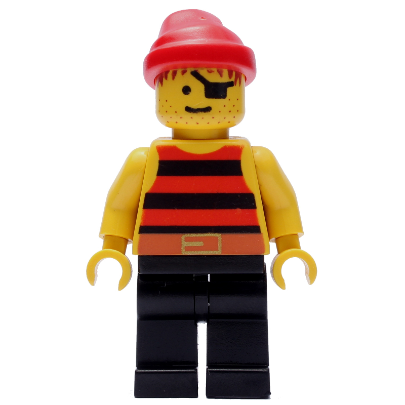 Pirate - rayures rouges/noires, jambes noires, bandana rouge, cache-œil (vieux) (Pirate - Red/Black Stripes, Black Legs, Red Bandana, Eyepatch (Old))
