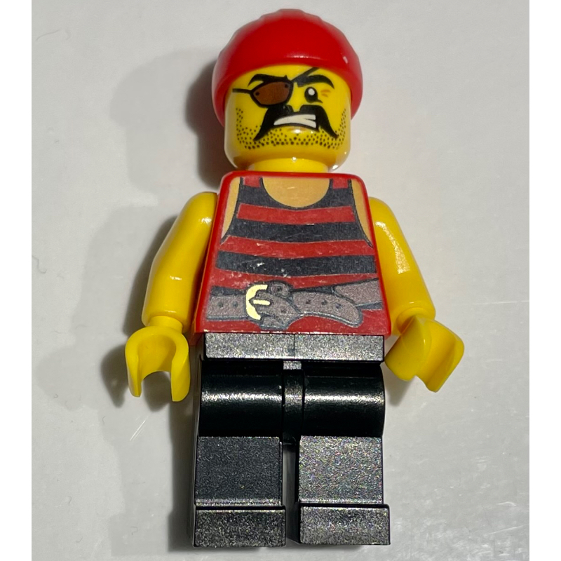 Pirate - rayures rouges/noires, jambes noires, bandana rouge, cache-œil (nouveau) (Pirate - Red/Black Stripes, Black Legs, Red Bandana, Eyepatch (New))