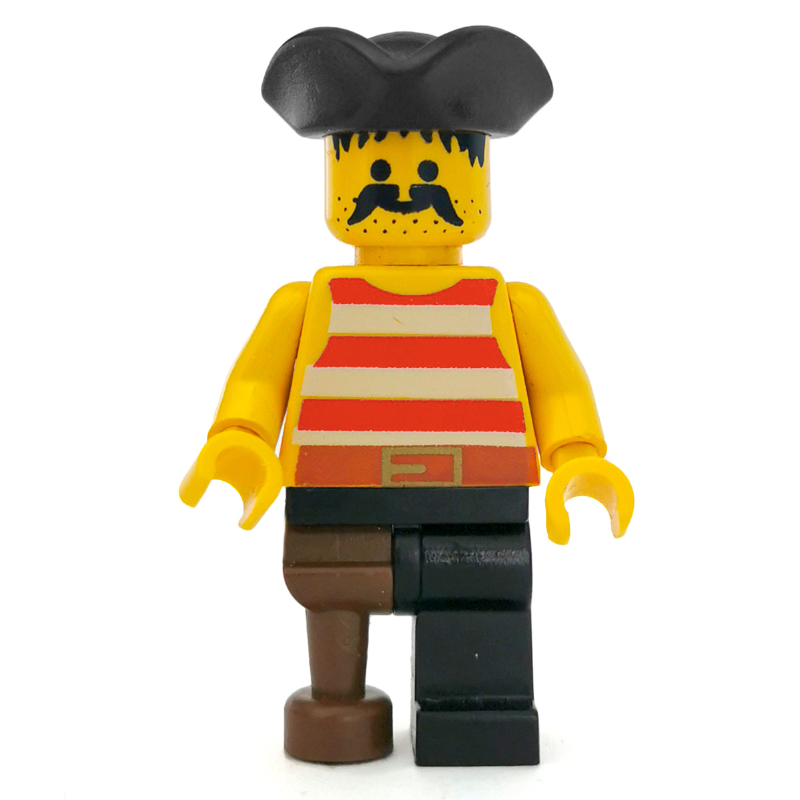 Pirate - rayures rouges, patte de cheville, tricorne noir (Pirate - Red Stripes, Peg Leg, Black Tricorne)