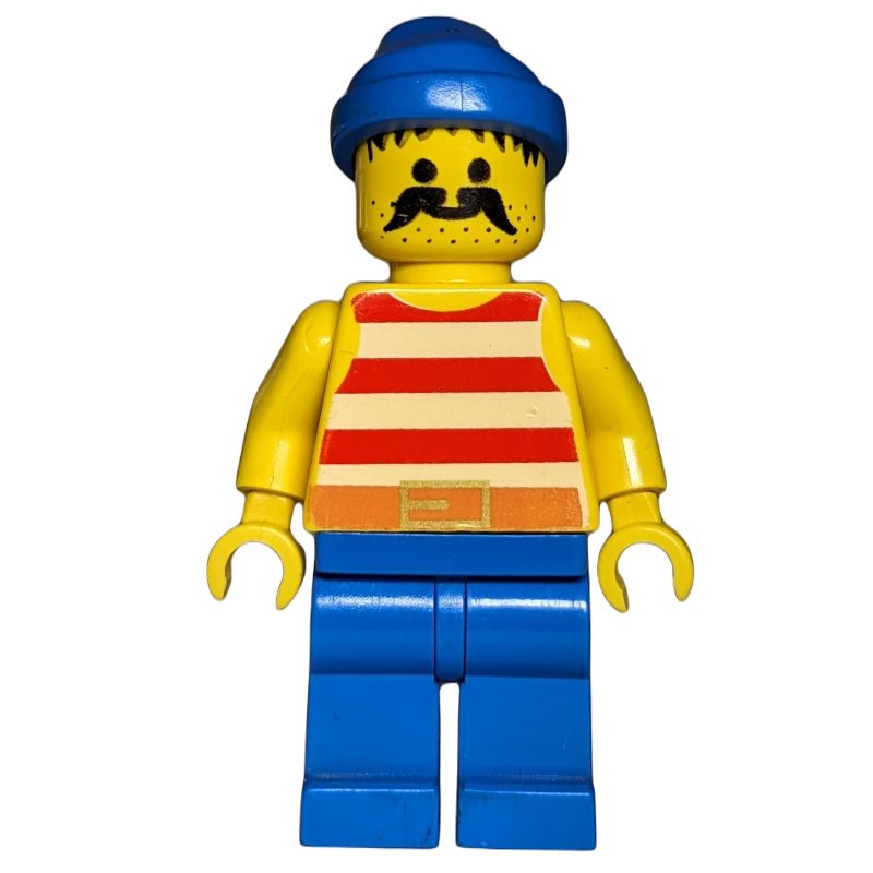 Pirate - rayures rouges, jambes bleues, bandana bleu (Pirate - Red Stripes, Blue Legs, Blue Bandana)