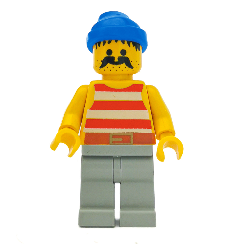 Pirate - rayures rouges, jambes gris clair, bandana bleu, 3626b (Pirate - Red Stripes, Light Gray Legs, Blue Bandana, 3626b)