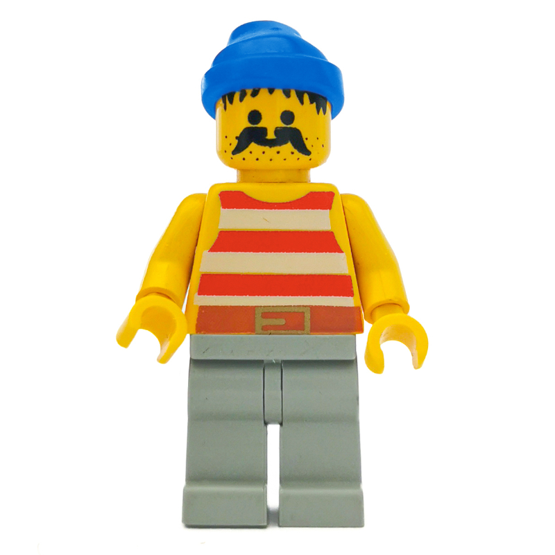 Pirate - rayures rouges, jambes gris clair, bandana bleu, 3626a (Pirate - Red Stripes, Light Gray Legs, Blue Bandana, 3626a)