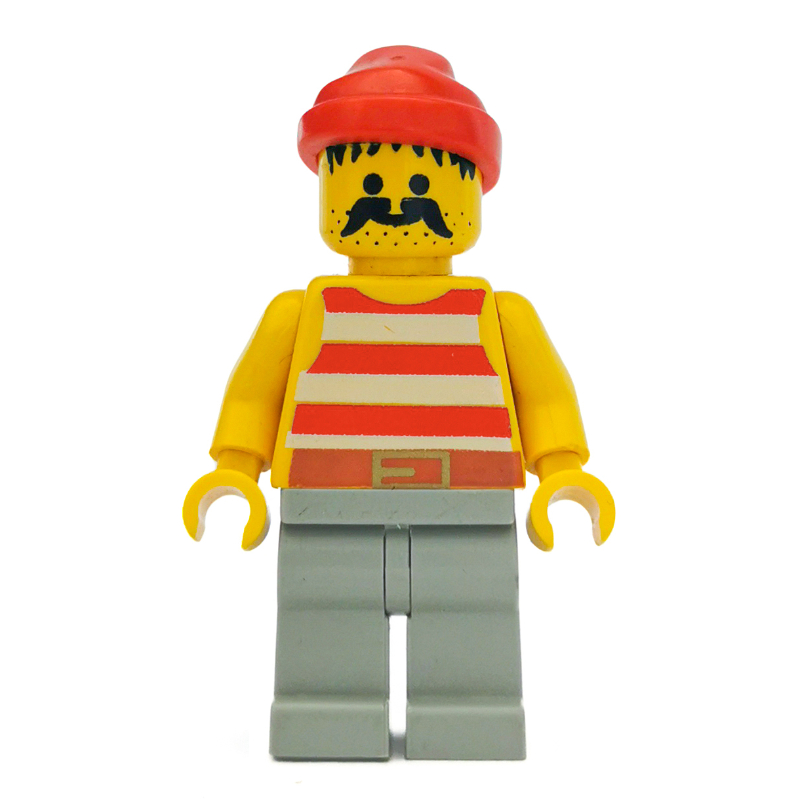 Pirate - rayures rouges, jambes gris clair, bandana rouge (Pirate - Red Stripes, Light Gray Legs, Red Bandana)