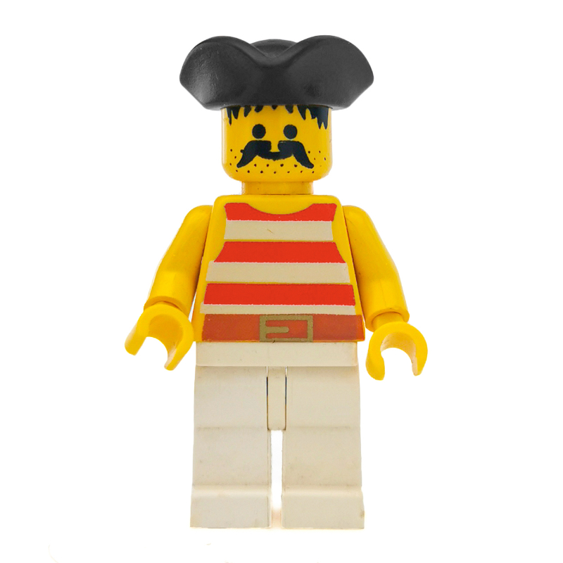 Pirate - rayures rouges, jambes blanches, tricorne noir (Pirate - Red Stripes, White Legs, Black Tricorne)