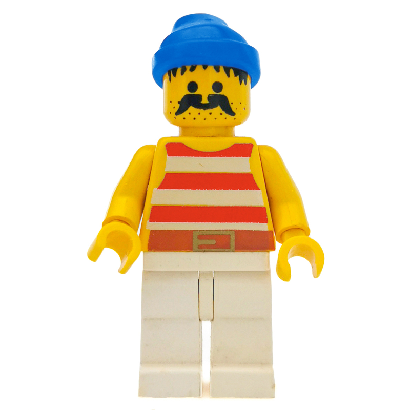 Pirate - rayures rouges, jambes blanches, bandana bleu (Pirate - Red Stripes, White Legs, Blue Bandana)