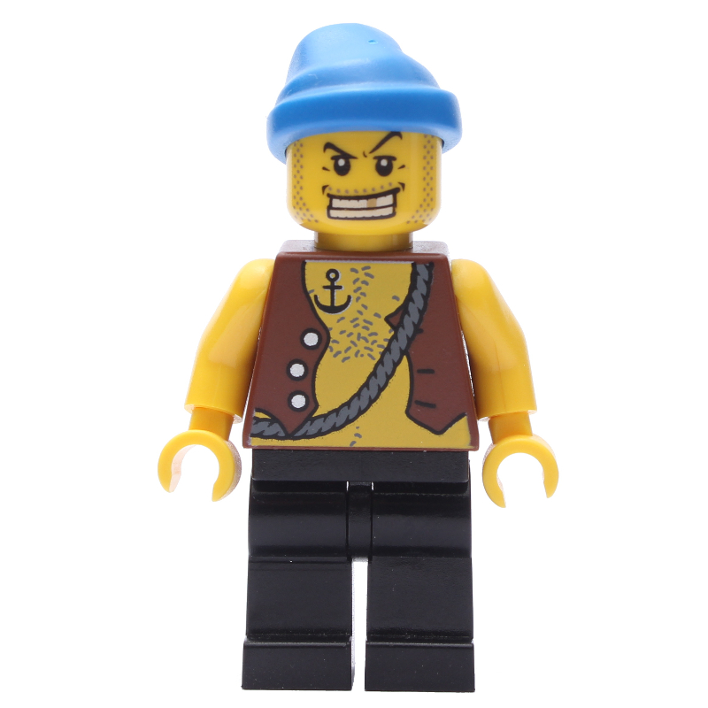 Pirate - tatouage d'ancre, jambes noires, bandana bleu, dent d'or (Pirate - Anchor Tattoo, Black Legs, Blue Bandana, Gold Tooth)