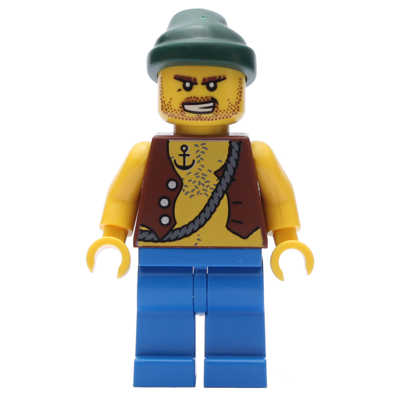 Pirate - tatouage d'ancre, jambes bleues, bandana vert foncé (Pirate - Anchor Tattoo, Blue Legs, Dark Green Bandana)