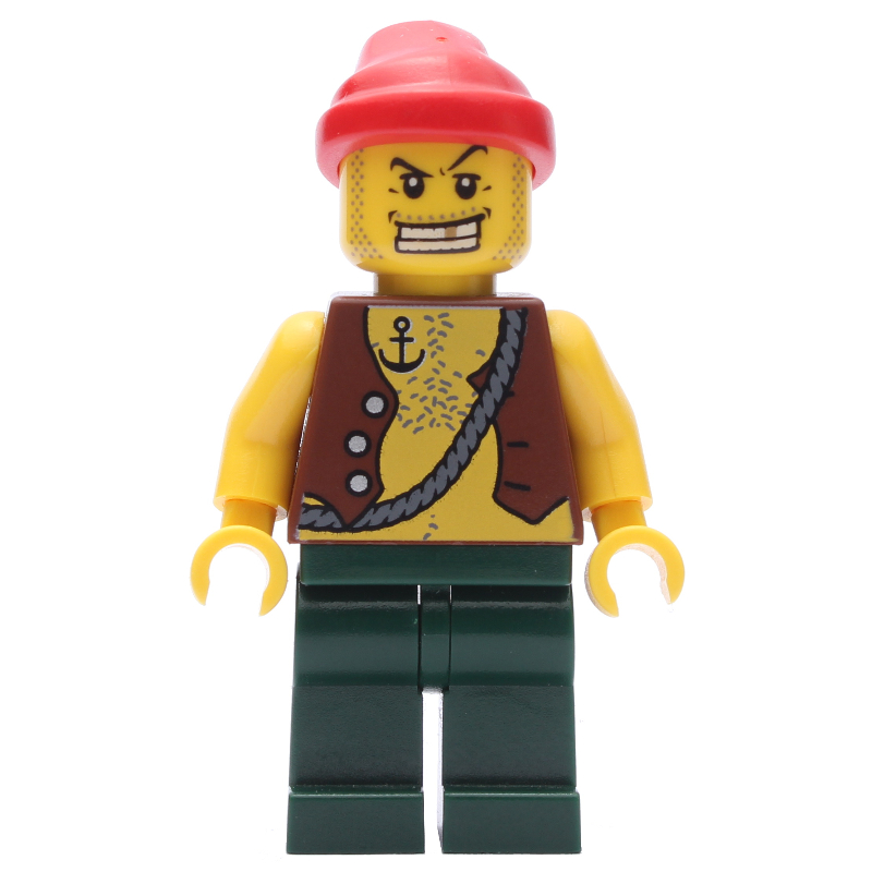 Pirate - tatouage d'ancre, jambes vert foncé, bandana rouge (Pirate - Anchor Tattoo, Dark Green Legs, Red Bandana)