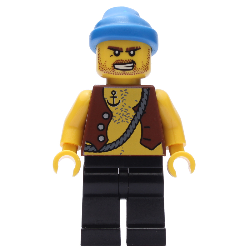 Pirate - tatouage d'ancre, jambes noires, bandana bleu (Pirate - Anchor Tattoo, Black Legs, Blue Bandana)