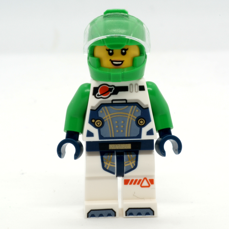 Astronaute, combinaison spatiale blanche, casque vert vif (Astronaut, White Spacesuit, Bright Green Helmet)