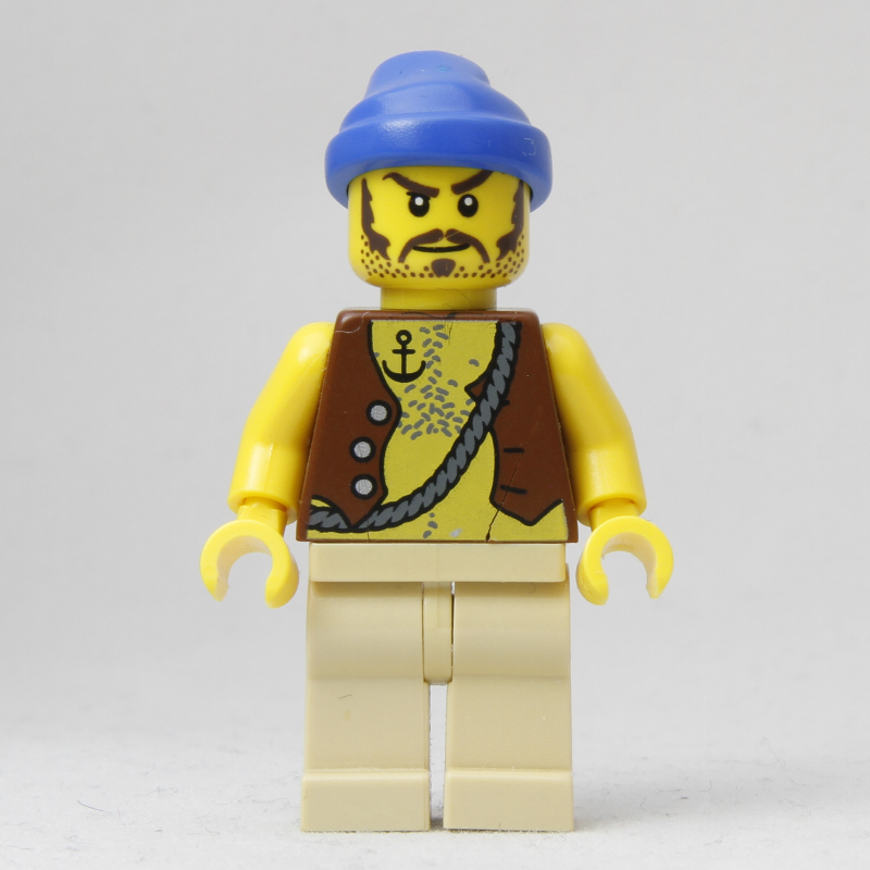 Pirate - tatouage d'ancre, jambes beiges, bandana bleu (Pirate - Anchor Tattoo, Tan Legs, Blue Bandana)