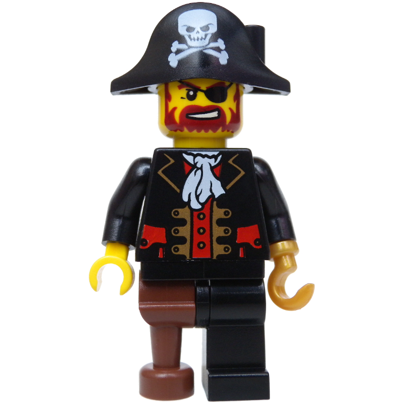 Pirate - capitaine, crochet en or nacré, bicorne avec crâne (Pirate - Captain, Pearl Gold Hook, Bicorne with Skull)