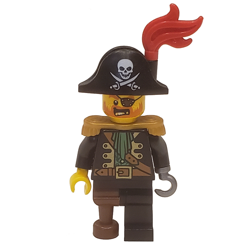 Pirate - capitaine, crochet plat argenté, plume rouge (Pirate - Captain, Flat Silver Hook, Red Plume)