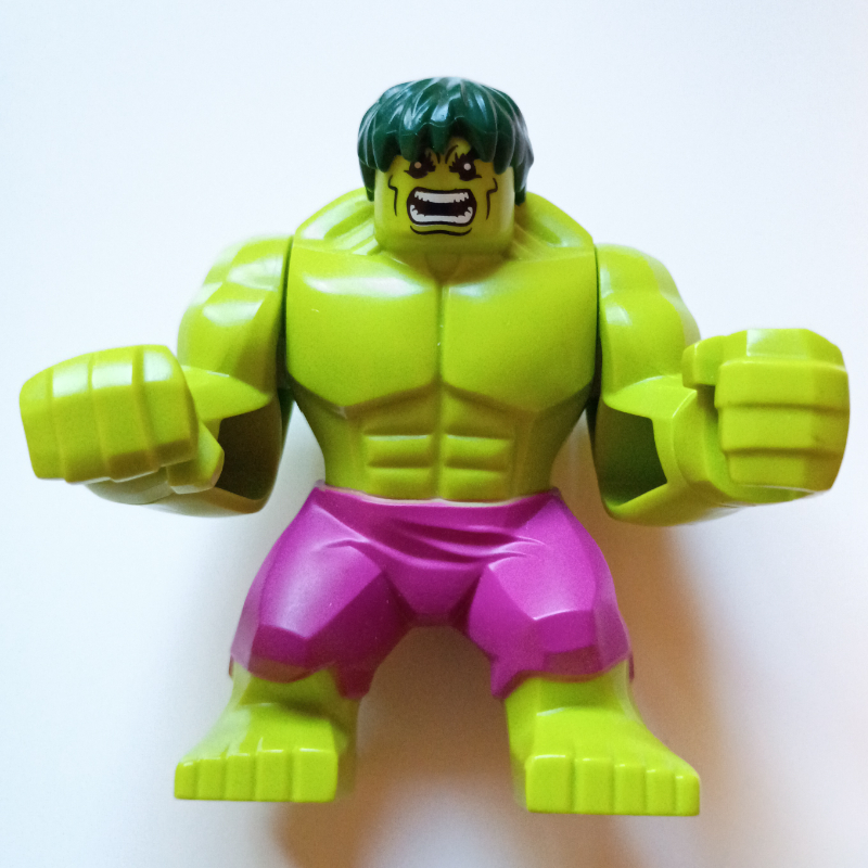 Hulk (grande figue), cheveux vert foncé, pantalon magenta (Hulk (Big Fig), Dark Green Hair, Magenta Pants)
