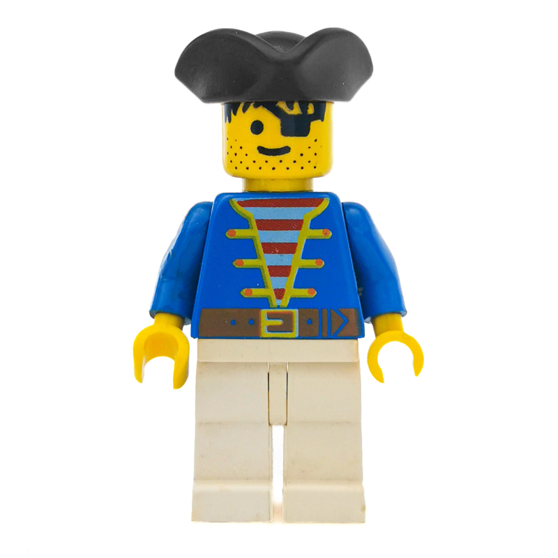 Pirate - veste bleue, jambes blanches, tricorne noir (3626b tête) (Pirate - Blue Jacket, White Legs, Black Tricorne (3626b Head))