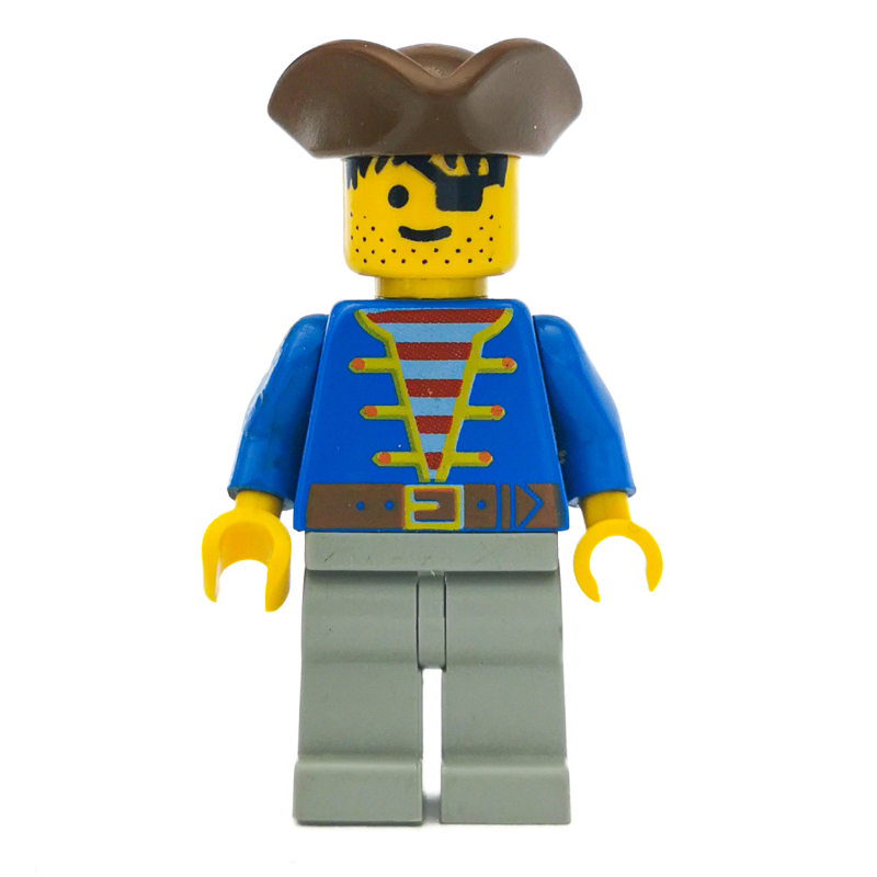 Pirate - veste bleue, jambes gris clair, tricorne marron (3626a tête) (Pirate - Blue Jacket, Light Gray Legs, Brown Tricorne (3626a Head))