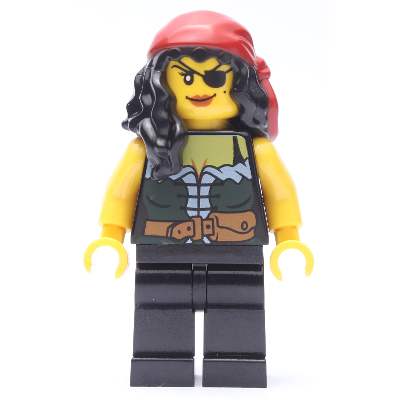 Pirate - femelle, cheveux noirs avec bandana, bras jaunes (Pirate - Female, Black Hair with Bandana, Yellow Arms)