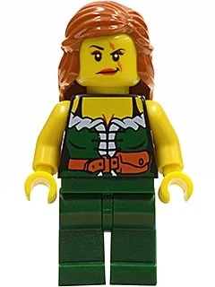Pirate - femelle, jambes vert foncé, cheveux orange foncé (Pirate - Female, Dark Green Legs, Dark Orange Hair)
