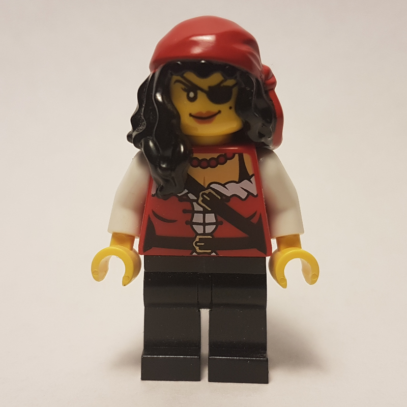 Pirate - femelle, cheveux noirs avec bandana, bras blancs (Pirate - Female, Black Hair with Bandana, White Arms)
