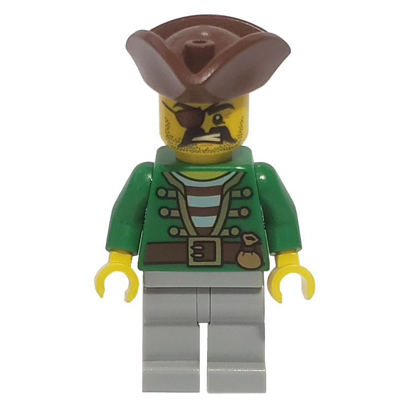 Pirate - veste verte, jambes gris bleuté clair, tricorne marron (Pirate - Green Jacket, Light Bluish Grey Legs, Brown Tricorne)