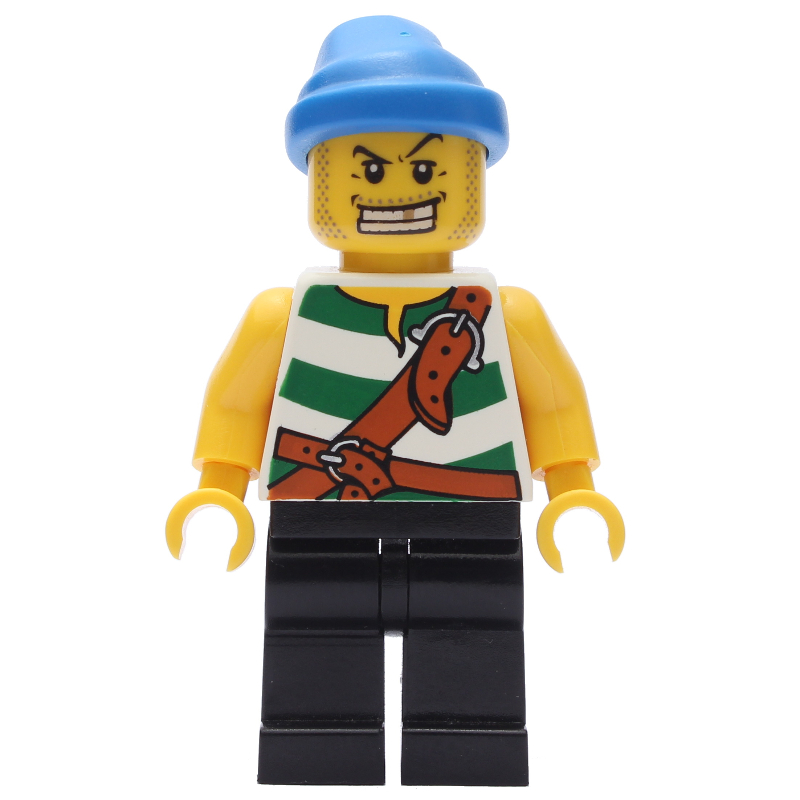 Pirate - rayures vertes, jambes noires, bandana bleu (Pirate - Green Stripes, Black Legs, Blue Bandana)