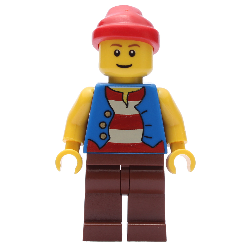 Pirate - gilet bleu, jambes brun rougeâtre, bandana rouge, sourcils brun rougeâtre (Pirate - Blue Vest, Reddish Brown Legs, Red Bandana, Reddish Brown Eyebrows)