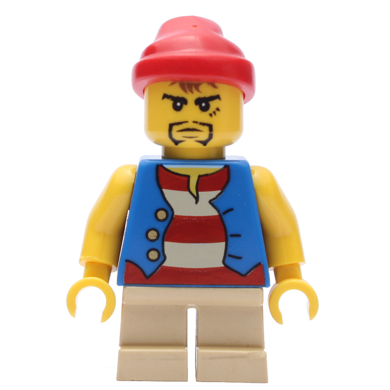 Pirate - gilet bleu, jambes courtes, bandana rouge (Pirate - Blue Vest, Short Tan Legs, Red Bandana)