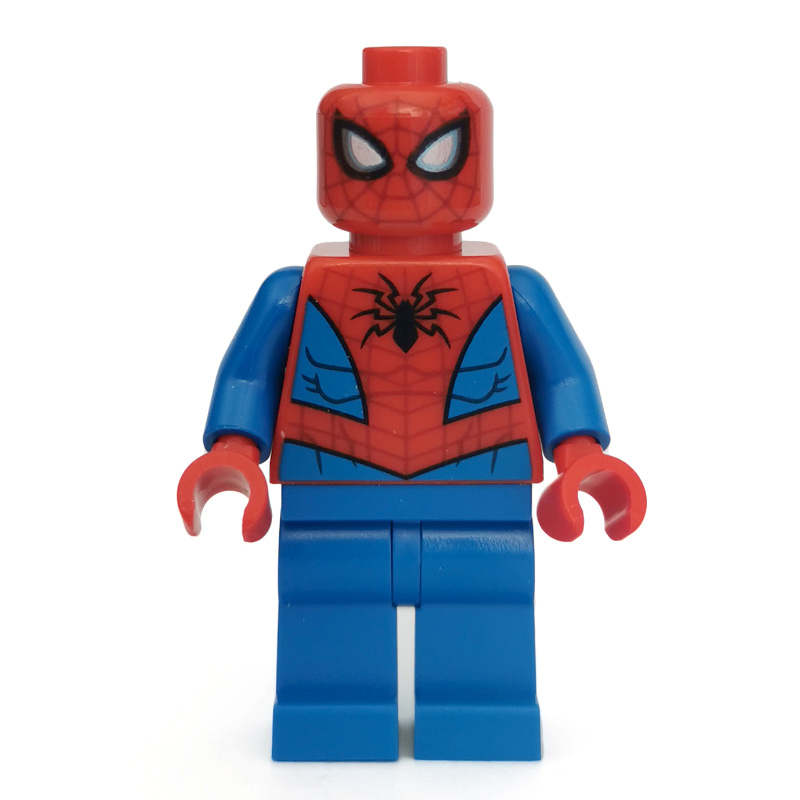 Spider-Man avec sangle rouge foncé et jambes bleu uni (Spider-Man with Dark Red Webbing and Plain Blue Legs)