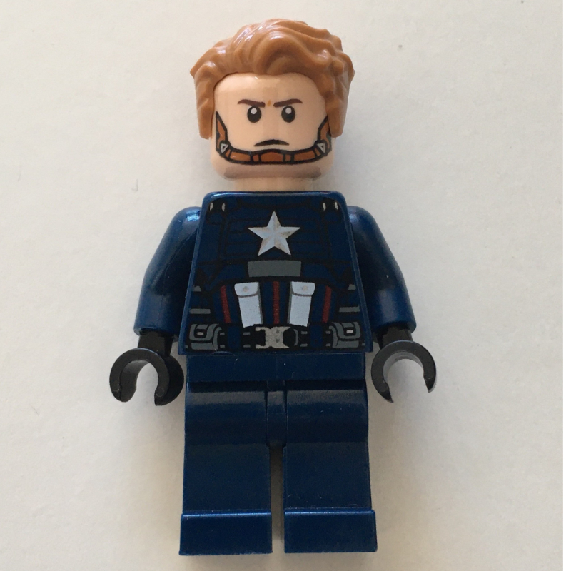 Captain America en tenue bleu foncé avec les mains et les cheveux noirs (Captain America in Dark Blue Outfit with Black Hands and Hair)