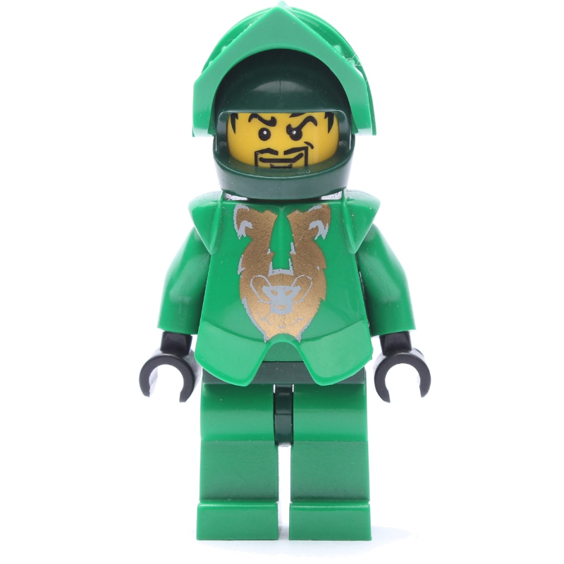 Rascus avec torse vert uni, armure dorée et hanches et casque vert foncé (Rascus with Plain Green Torso, Gold Pattern Armor, and Dark Green Hips and Helmet)