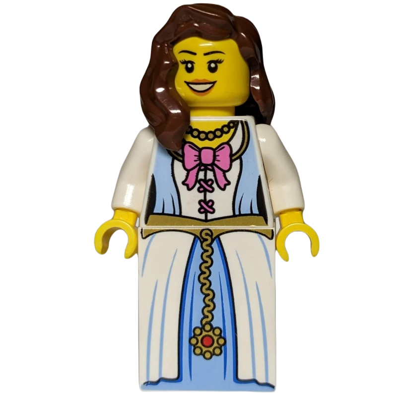 Princesse en robe blanche et bleu moyen (Princess in White and Medium Blue Dress)