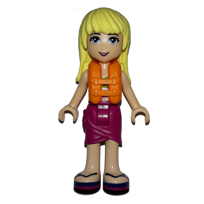 Stephanie — bikini vert citron, jupe magenta et gilet de sauvetage (Stephanie - Lime Bikini, Magenta Skirt and Life Jacket)