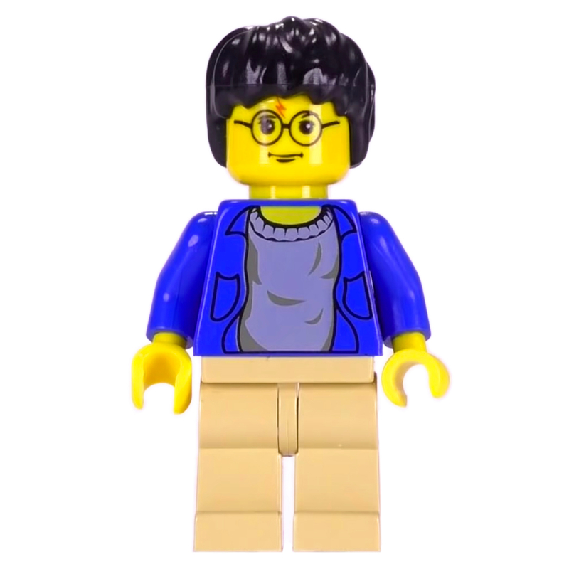 Harry Potter, peau jaune, veste bleue ouverte (Harry Potter, Yellow Skin, Open Blue Jacket)