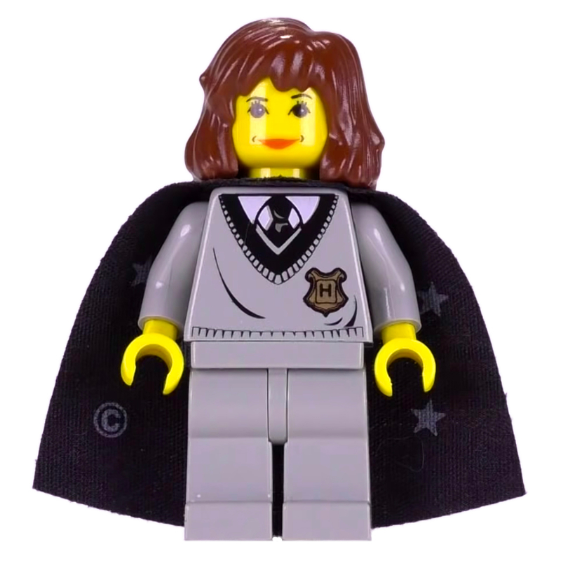 Hermione Granger, peau jaune, chandail de porc avec crête, cape avec étoiles (Hermione Granger, Yellow Skin, Hogwarts Sweater with Crest, Cape with Stars)