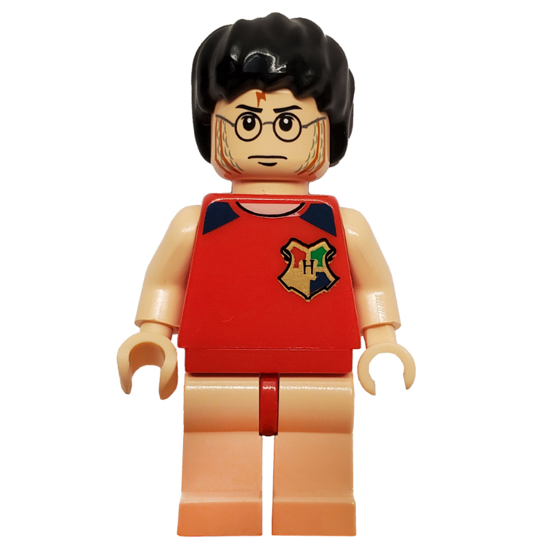 Harry Potter, tenue de plongée rouge uniforme tournoi avec crête de Poudlard, jambes nougat clair (Harry Potter, Tournament Uniform Red Diving Outfit with Hogwarts Crest, Light Nougat Legs)