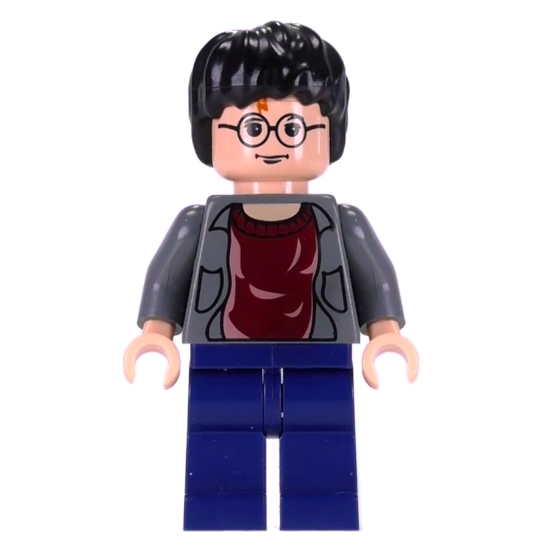 Harry Potter, veste ouverte gris bleu foncé sur chemise rouge foncé, jambes bleu foncé (Harry Potter, Open Dark Bluish Gray Jacket over Dark Red Shirt, Dark Blue Legs)