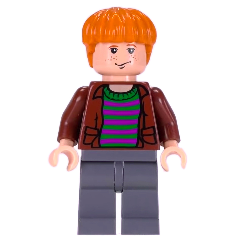 Ron Weasley, veste ouverte brun rougeâtre sur chemise rayée (Ron Weasley, Open Reddish Brown Jacket over Striped Shirt)