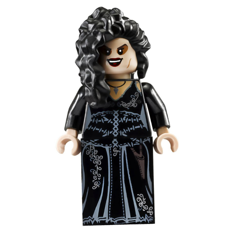 Bellatrix Lestrange, robe noire, jupe imprimée (Bellatrix Lestrange, Black Dress, Printed Skirt)